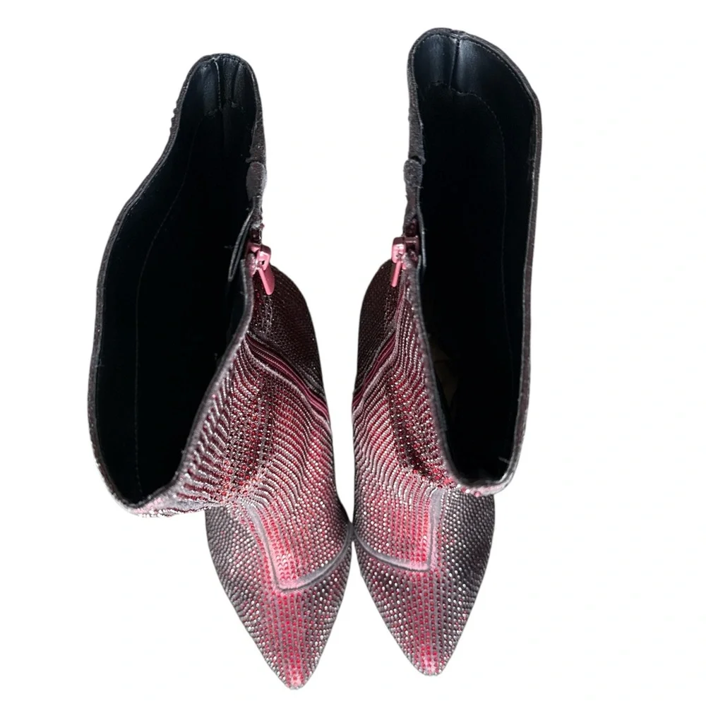 NWT Torrid Red Rhinestone Slouch Boots Size 10W Wide Pointed Toe Kitten Heel - Picture 8 of 11